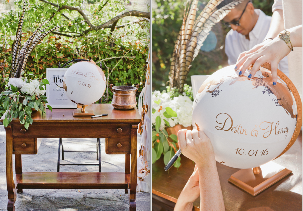 wedding guest sign in globe
