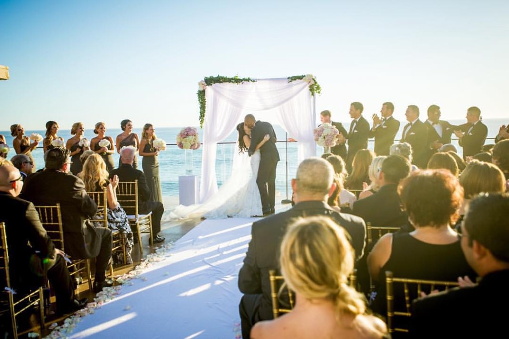 surf and sand wedding ceremony deck